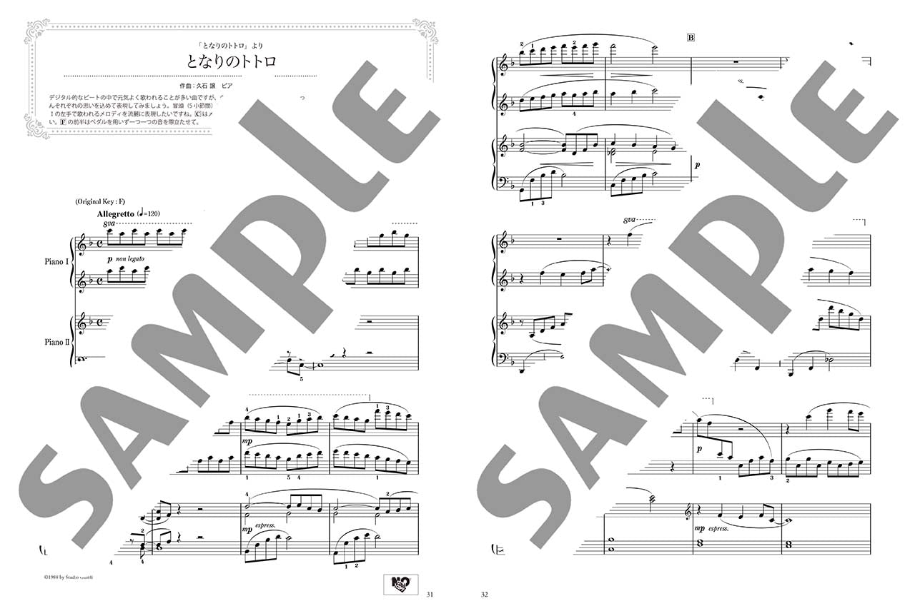 Best of Studio Ghibli Song with Beautiful Piano Sounds for 2 Intermediate Pianists