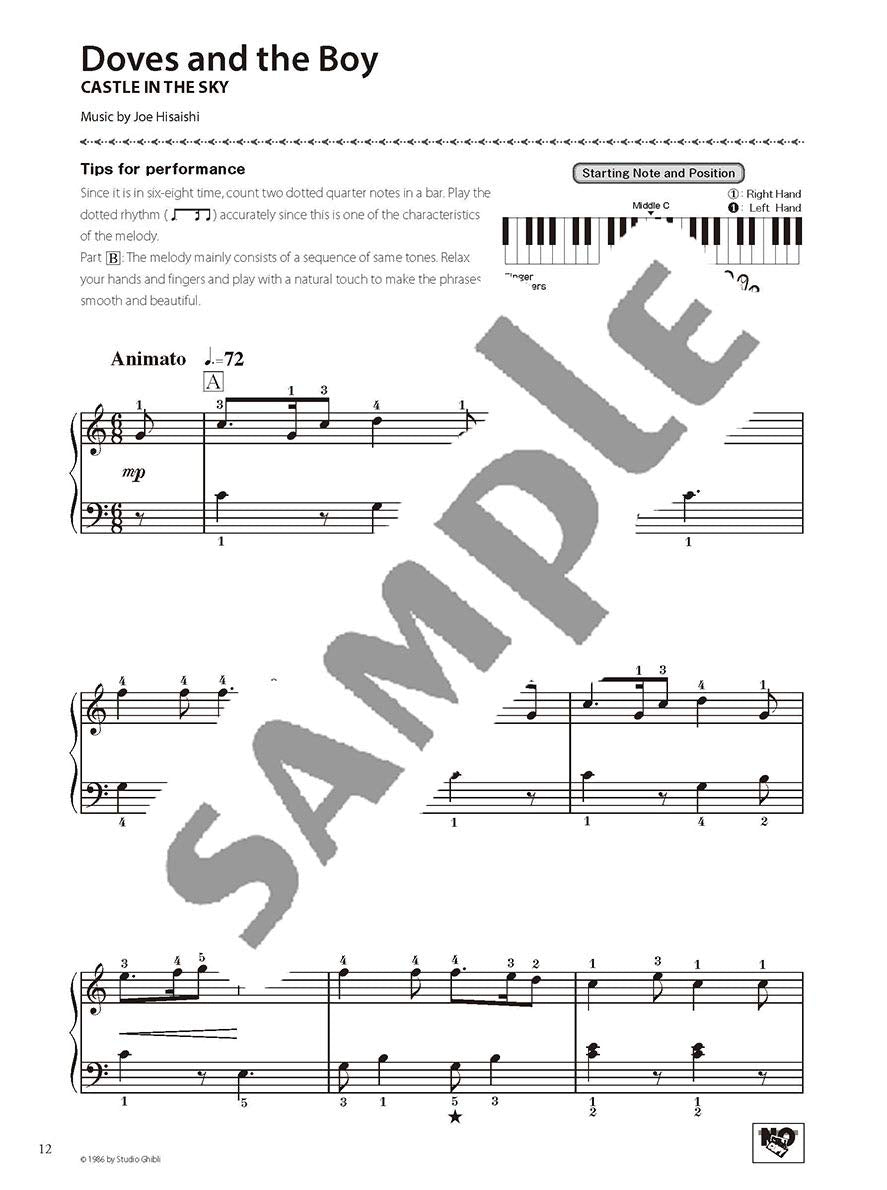 Studio Ghibli Songs in C Major - Piano Solo, Easy Level, English Version