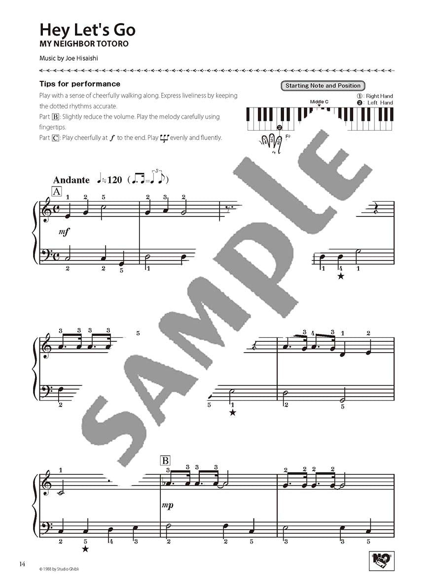 Studio Ghibli Songs in C Major - Piano Solo, Easy Level, English Version