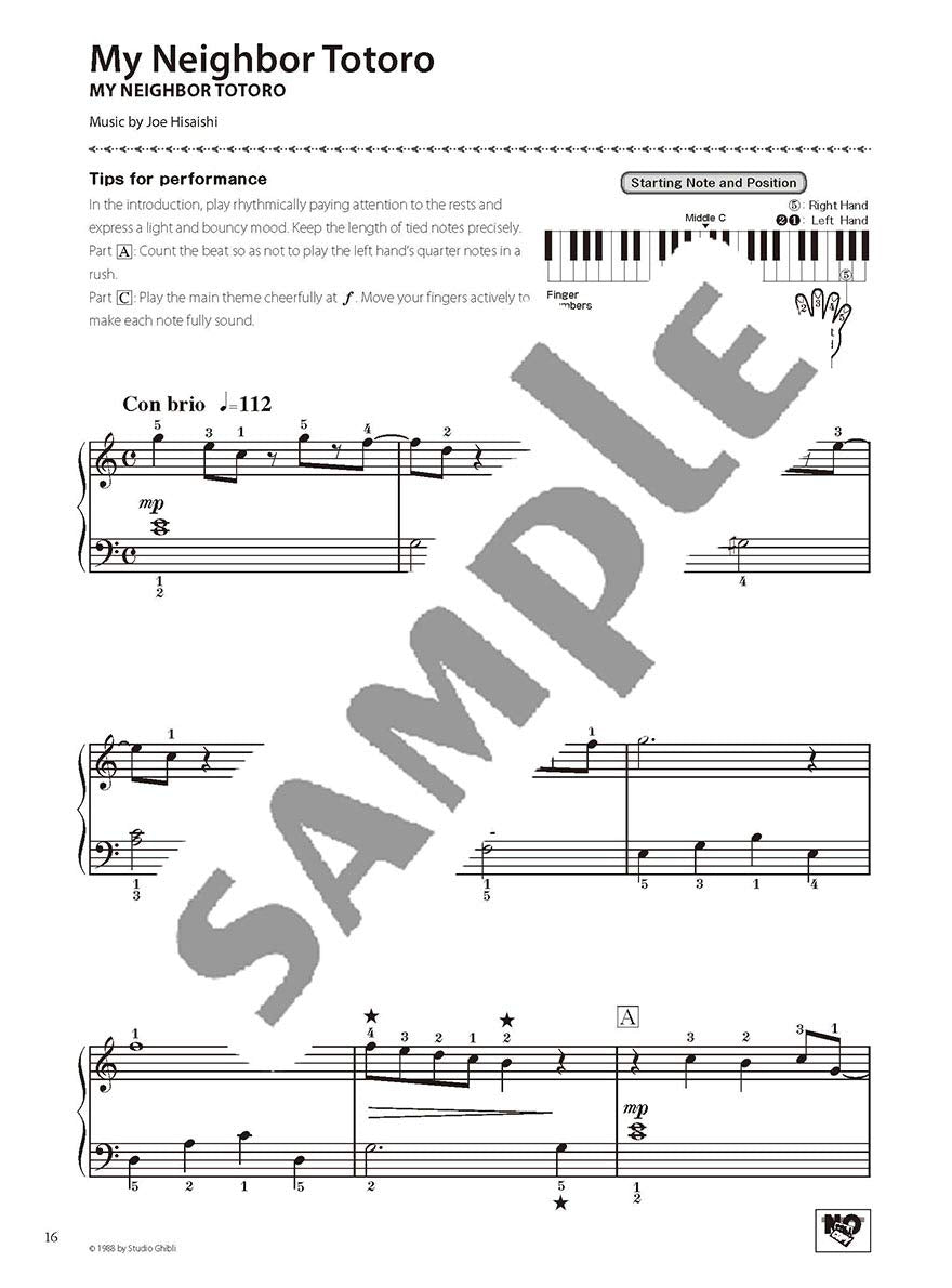 Studio Ghibli Songs in C Major - Piano Solo, Easy Level, English Version