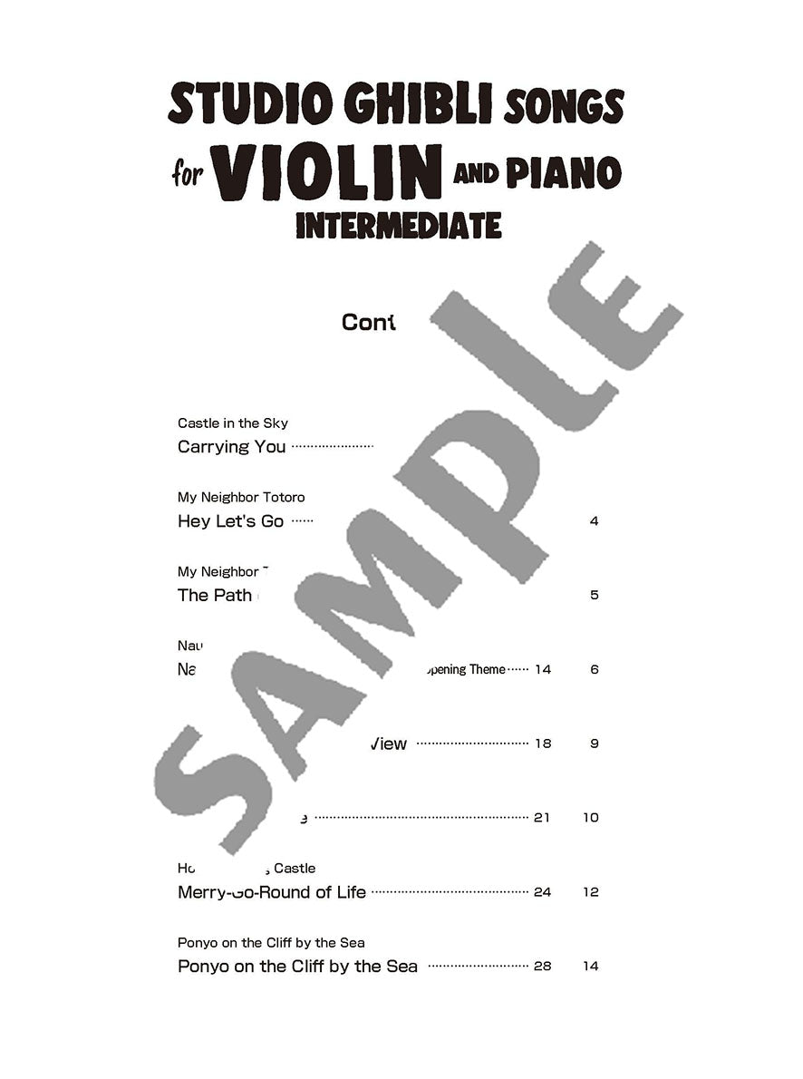 Studio Ghibli Songs for Intermediate Violin and Piano/English Version