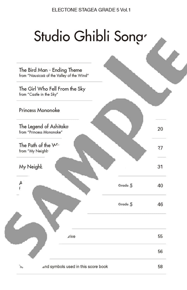 Electone STAGEA GRADE 5 Vol.1 Studio Ghibli Songs(+USB)/English Version